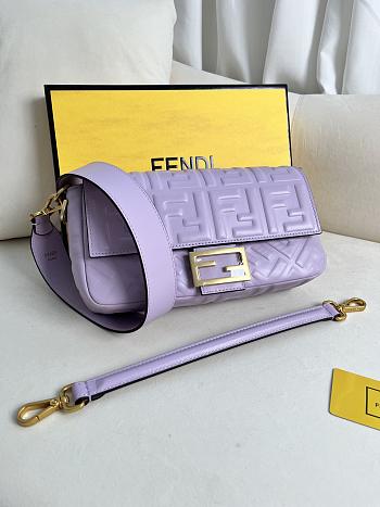 Fendi Baguette Light Purple Nappa Leather Bag 27x15x6cm