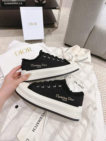 Walk'n'Dior Platform Sneaker Black Fringed Cotton Canvas with Embroideries