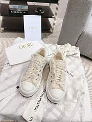 Walk'n'Dior Platform Sneaker Ecru Fringed Cotton Canvas with Embroideries  - 6
