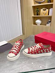 Valentino Garavani Toile Iconographe Totaloop Low-Top Sneaker Red - 1