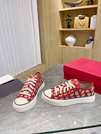 Valentino Garavani Toile Iconographe Totaloop Low-Top Sneaker Red