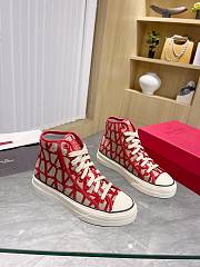 Valentino Garavani Toile Iconographe Totaloop High-Top Sneaker Red - 1