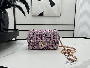 Chanel Classic Flap Bag in Cotton Tweed Pink 20cm