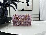 Chanel Classic Flap Bag in Cotton Tweed Pink 25cm - 1