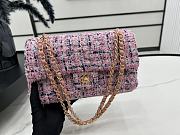 Chanel Classic Flap Bag in Cotton Tweed Pink 25cm - 6