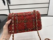 Chanel Classic Flap Bag in Cotton Tweed Red 20cm - 3