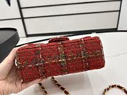 Chanel Classic Flap Bag in Cotton Tweed Red 20cm - 4