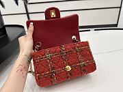 Chanel Classic Flap Bag in Cotton Tweed Red 20cm - 2