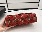 Chanel Classic Flap Bag in Cotton Tweed Red 25cm - 2