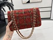 Chanel Classic Flap Bag in Cotton Tweed Red 25cm - 4