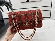 Chanel Classic Flap Bag in Cotton Tweed Red 25cm - 3