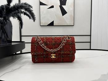 Chanel Classic Flap Bag in Cotton Tweed Red 25cm