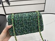 Chanel Classic Flap Bag in Cotton Tweed Green 20cm - 6