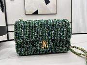 Chanel Classic Flap Bag in Cotton Tweed Green 20cm - 4