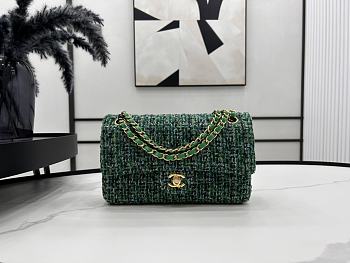 Chanel Classic Flap Bag in Cotton Tweed Green 25cm