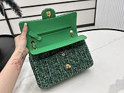 Chanel Classic Flap Bag in Cotton Tweed Green 25cm - 4