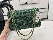 Chanel Classic Flap Bag in Cotton Tweed Green 25cm - 3