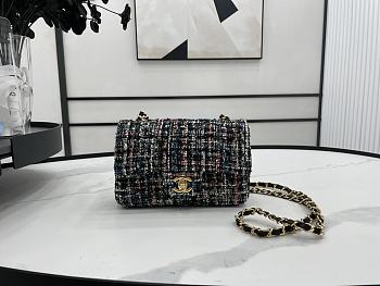 Chanel Classic Flap Bag in Cotton Tweed Gray 20cm