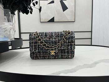 Chanel Classic Flap Bag in Cotton Tweed Gray 25cm