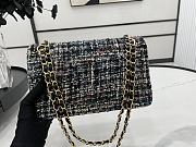 Chanel Classic Flap Bag in Cotton Tweed Gray 25cm - 3