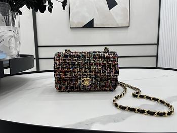 Chanel Classic Flap Bag in Cotton Tweed Multicolor 20cm