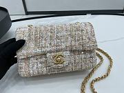 Chanel Classic Flap Bag in Cotton Tweed Beige 20cm - 3