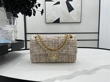 Chanel Classic Flap Bag in Cotton Tweed Beige 25cm