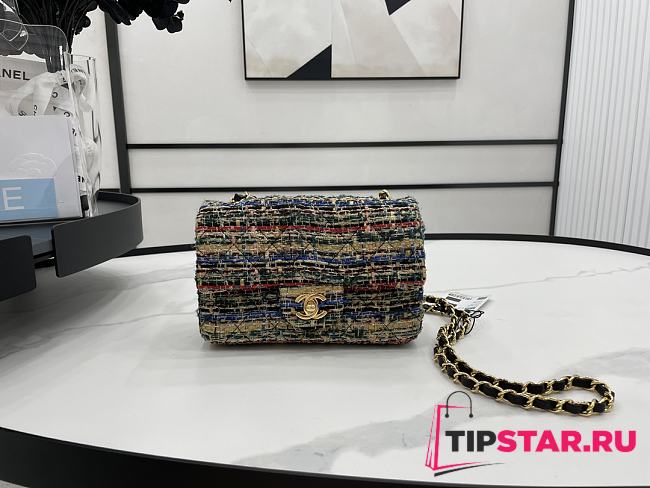 Chanel Classic Flap Bag in Cotton Tweed Multicolor 20cm 20542 - 1