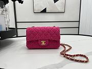 Chanel Classic Flap Bag in Cotton Tweed Hot Pink 20cm - 1