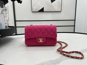 Chanel Classic Flap Bag in Cotton Tweed Hot Pink 20cm