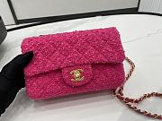 Chanel Classic Flap Bag in Cotton Tweed Hot Pink 20cm - 6