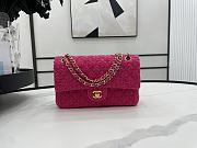 Chanel Classic Flap Bag in Cotton Tweed Hot Pink 25cm - 1
