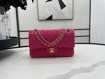 Chanel Classic Flap Bag in Cotton Tweed Hot Pink 25cm