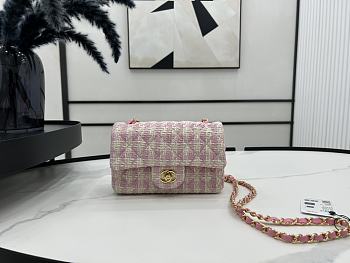 Chanel Classic Flap Bag in Cotton Tweed Light Pink 20cm