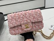 Chanel Classic Flap Bag in Cotton Tweed Pastel Pink 20cm - 6