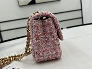 Chanel Classic Flap Bag in Cotton Tweed Pastel Pink 20cm - 2