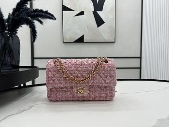 Chanel Classic Flap Bag in Cotton Tweed Pastel Pink 25cm