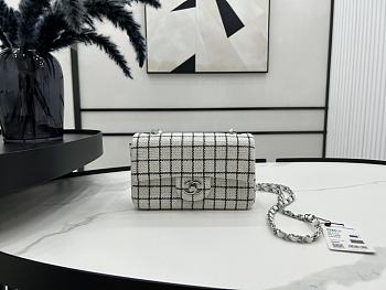 Chanel Classic Flap Bag in Cotton Tweed Pastel White 20cm
