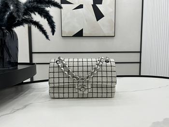 Chanel Classic Flap Bag in Cotton Tweed White 20cm