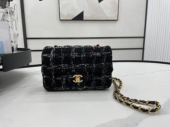 Chanel Classic Flap Bag in Cotton Tweed Black 20cm
