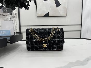 Chanel Classic Flap Bag in Cotton Tweed Black 25cm