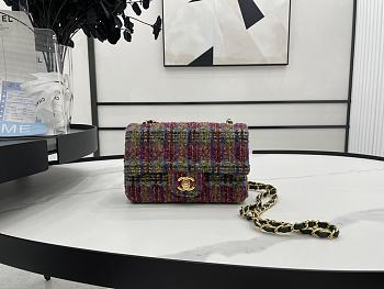 Chanel Classic Flap Bag in Cotton Tweed Multicolor 20cm 20556