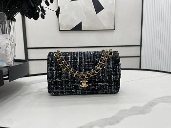 Chanel Classic Flap Bag in Cotton Tweed Navy 25cm