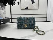 Chanel Classic Flap Bag in Cotton Tweed Dark Green 20cm - 1