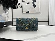 Chanel Classic Flap Bag in Cotton Tweed Dark Green 25cm - 1