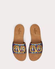 VLTN Vlogo Signature Slide Sandal In Woven Metallic Nappa - 1