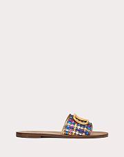 VLTN Vlogo Signature Slide Sandal In Woven Metallic Nappa - 2