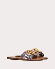 VLTN Vlogo Signature Slide Sandal In Woven Metallic Nappa - 3