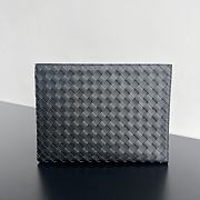 Bottega Veneta Men's Intrecciato Half Zip Pouch Black 33x24.5x2cm - 1