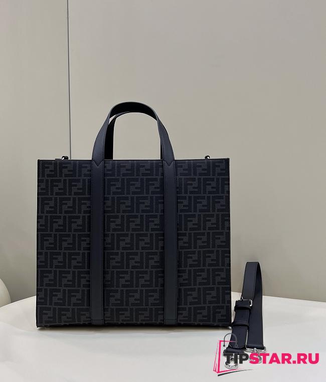 Fendi FF Motif Jacquard Tote Bag Black 42x18x36.5cm - 1